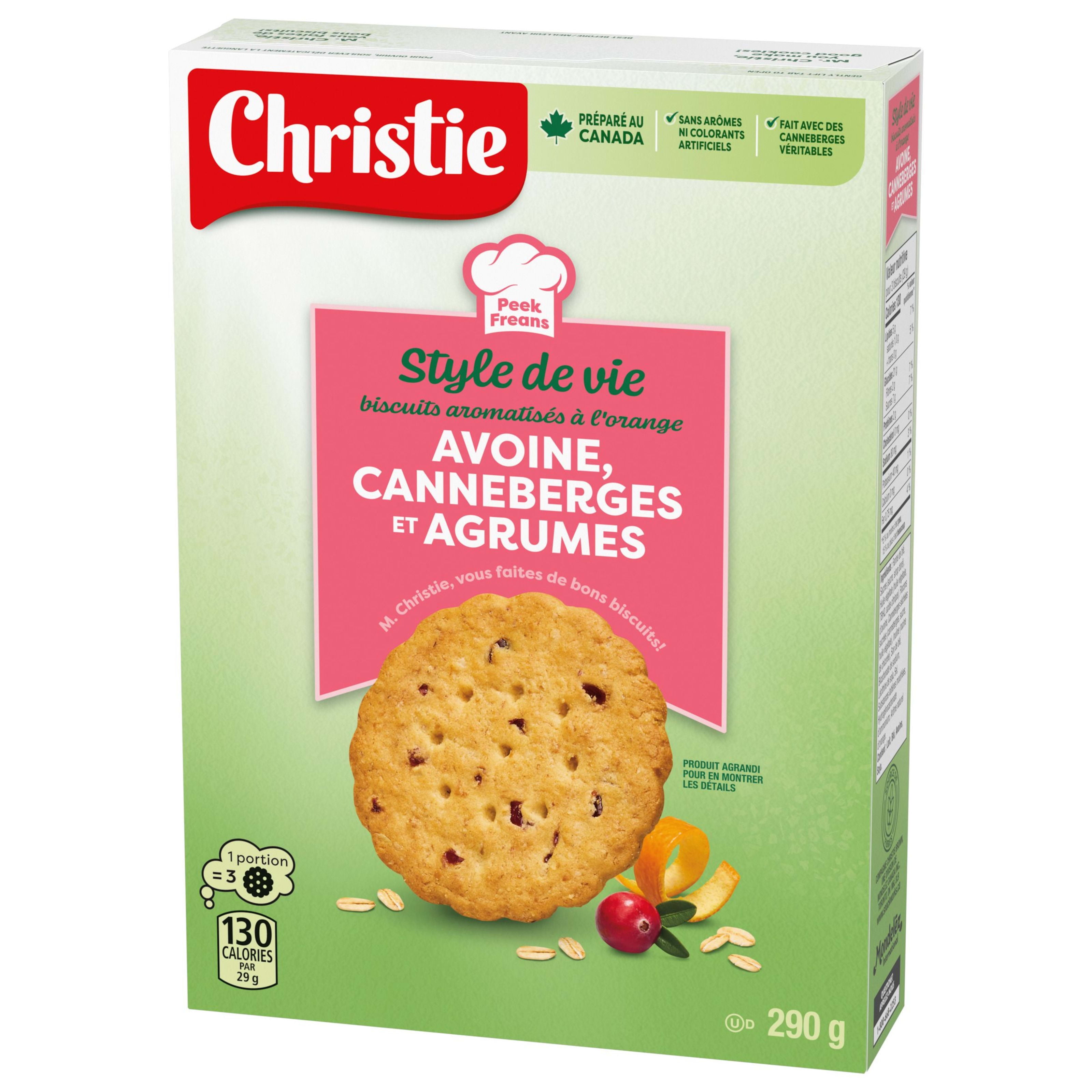 Biscuits Style de vie avoine, canneberges et agrumes de Peek Freans 290 g
