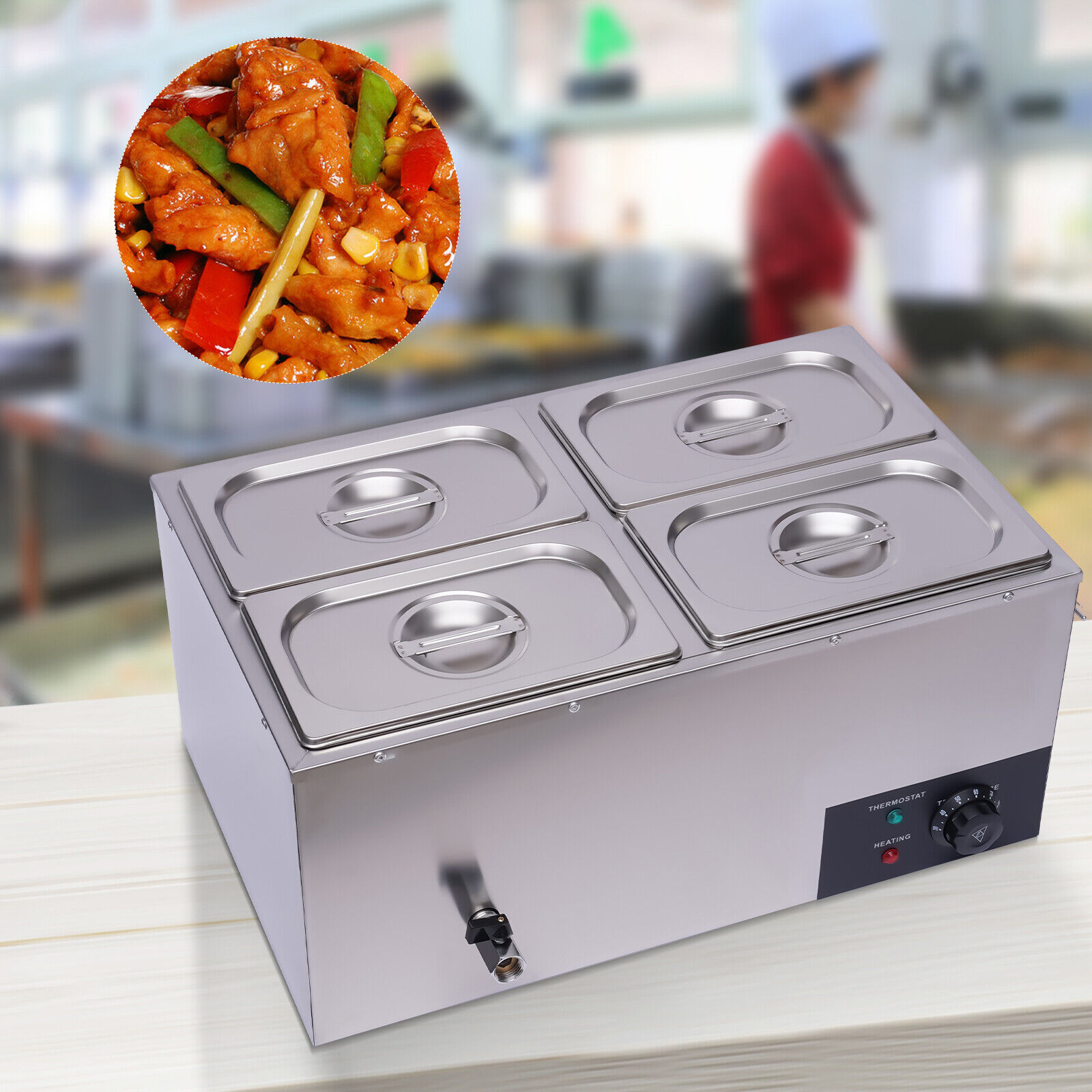 Commercial Countertop Food Warmer Stainless Steel Buffet Warming