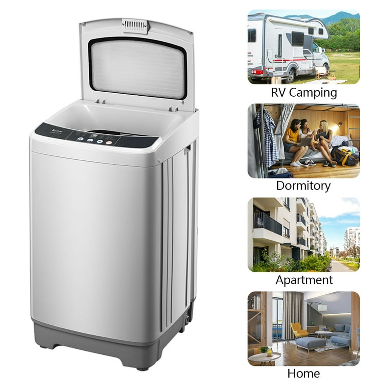  Customer reviews: ZENY Portable Full-Automatic Washing Machine  Compact Laundry Washer Spinner Machine with Drain Pipe 10 Programs 8 Water  Levels 8lbs Capacity for Apartment, RV,Camping