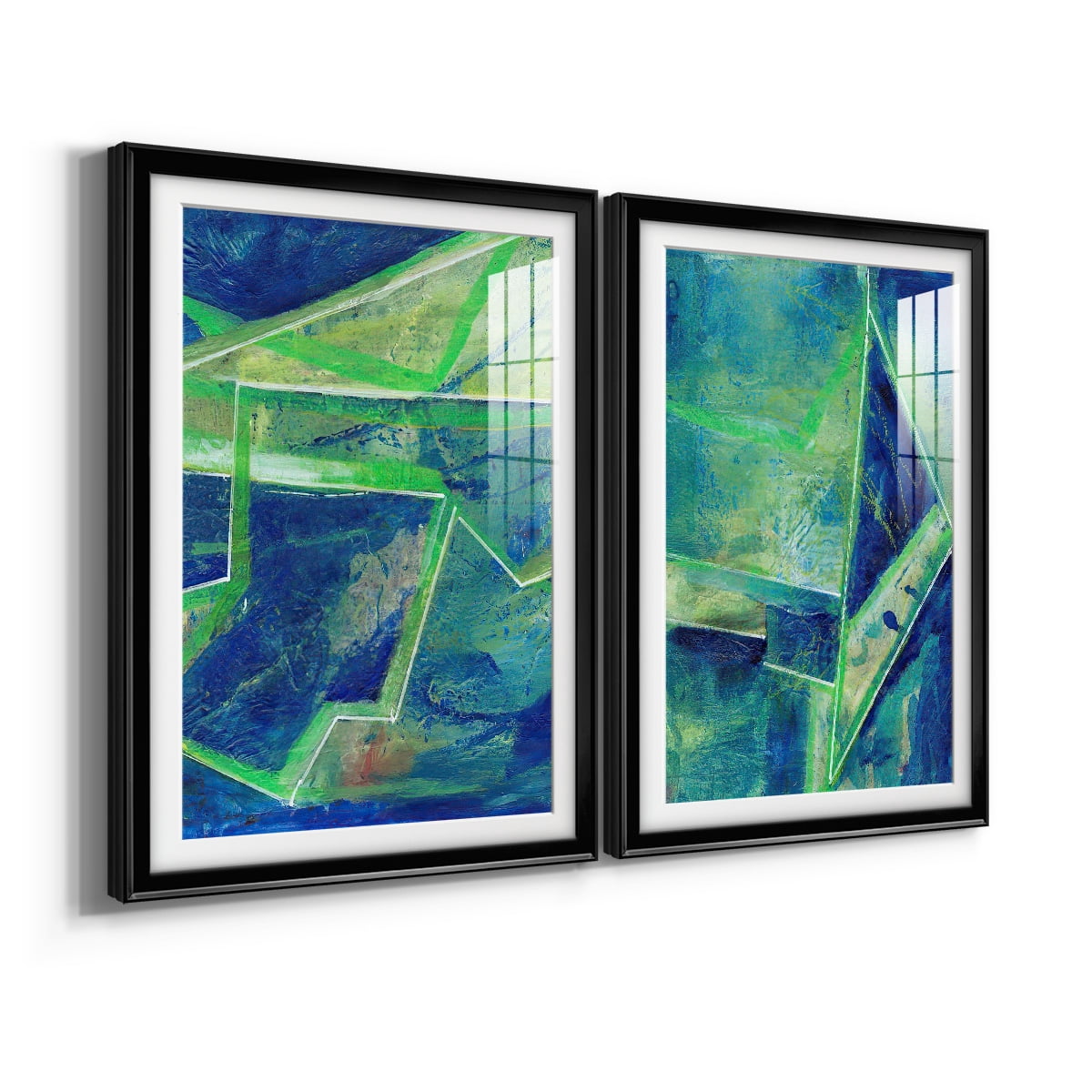 Wexford Home Geometric in Cool I Premium Framed Print, 26.5" x 36.5" - Ready to Hang, Black (Set of 2)