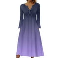 thumbnail image 2 of Fankiway Clair à Manches Longues Robes Décontractées Col Rond Manches Longues Boutonnées Robes Imprimées Robes de Femmes Grande Taille Clair, 2 of 5