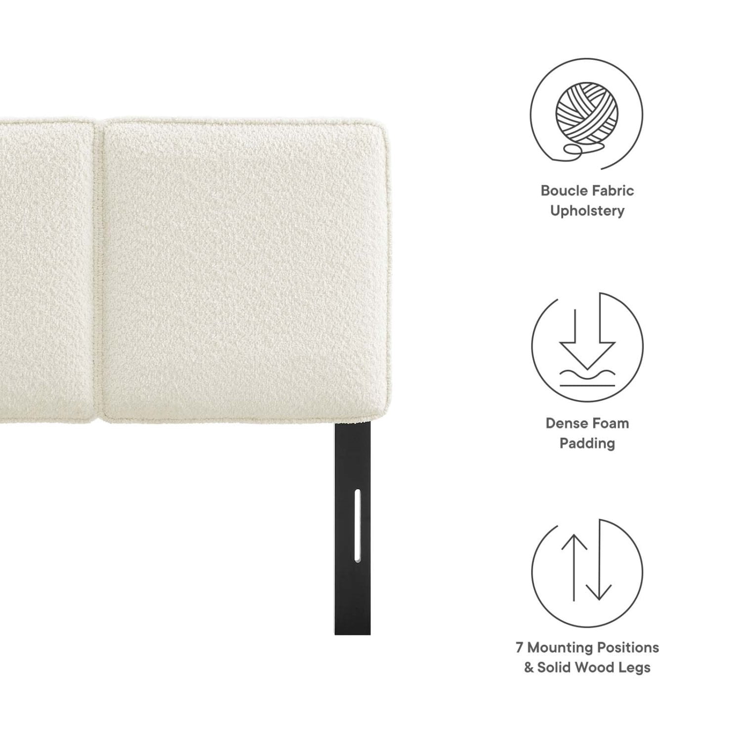 Headboard, Twin Size, Cream Off White, Fabric, French Bedroom, Modern Contemporary HB36835