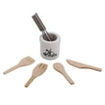 thumbnail image 2 of 1:12 Casa de muñecas Mini cuchillo de madera tenedor batidor de metal tarro juego de accesorios de cocina para muñecas, 2 of 8