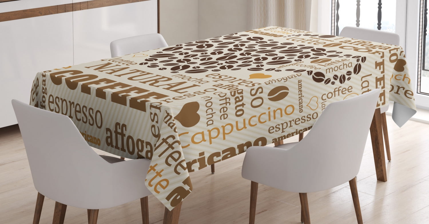 Modern Decor Tablecloth, Latte Cappuccino Affogato Natural with Cup