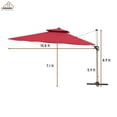 thumbnail image 6 of CASAINC 11FT Patio Umbrella Outdoor Square Double Top Umbrella in Red (without Umbrella Base), 6 of 8