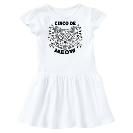 

Inktastic Cinco De Meow with Cat Sugar Skull and Flowers Gift Toddler Girl Dress