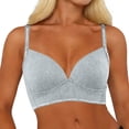 thumbnail image 3 of Thousandth Women's V-Neck Wireless Bra Breathable Plain Push Up Bra Ribbed Comfort Support Bralette Everyday Underwear with Adjustable Straps, 3 of 8