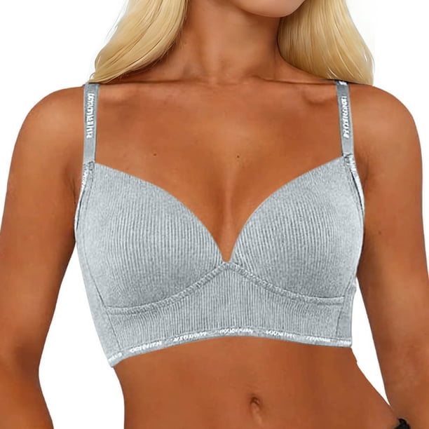 Sujetador Inalámbrico Ajustable de Color Sólido de las Mujeres de Cuatro Filas sin Costuras de Elevación Soporte Suave para la Moda Cotidiana