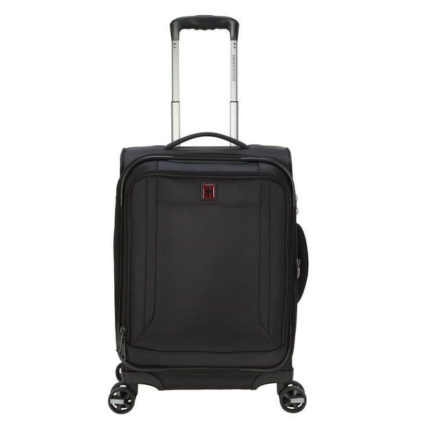 Swiss Tech 20in Softside Carryon Luggage with 8Wheel Spinner, Black