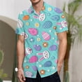 thumbnail image 2 of Easter Shirts for Men Button Down Short Sleeve Lapel Tops Funny Easter Eggs Print Spring Tees, 2 of 4