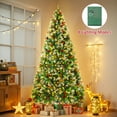 thumbnail image 6 of Firstness 6ft Pre-Lit Artificial Christmas Tree,Green Xmas Tree with 1000 Branch Tips 300 LED Lights,Pine Cones + Red Berries, 6 of 11
