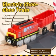 Train Set, 68 PCS Wooden Train Set for Kids, Train Toys for Toddlers, Construction Toys Train with Train Tracks for Kids 2 3 4 5+ Years Old, Great Gift for Boys Girls - Compatible with Other Brands