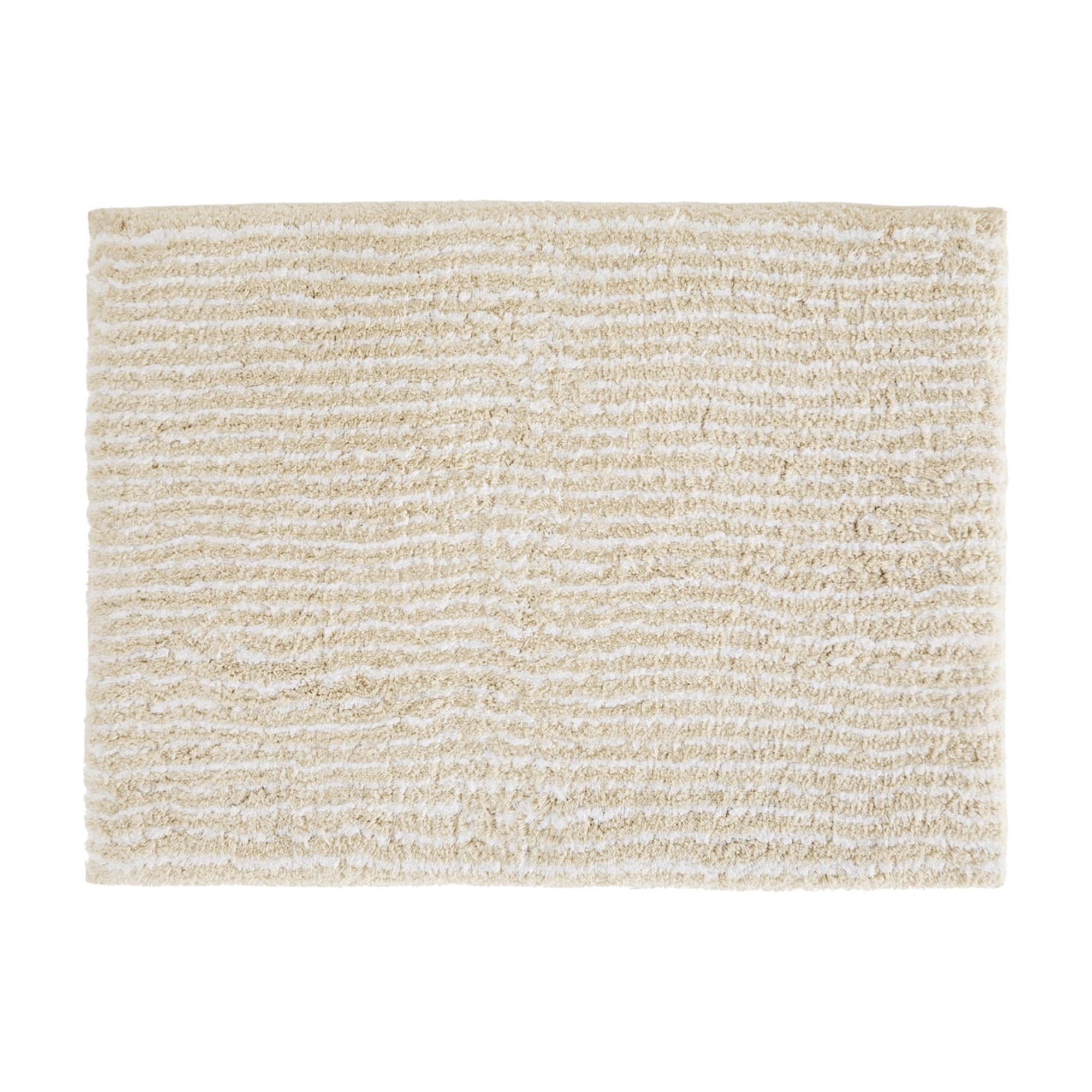 Noble Linens Pinstripe Cotton Bath Mat, 24 in x 17 in, Natural