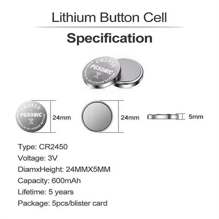 PGSONIC 20 Pack CR2450 3V Lithium Coin Battery