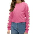 thumbnail image 5 of Tao Tao Kids Crop Tops Girls Long Sleeve Tee Shirts Cute Daisy Pinted Fashion Sweatshirt Pullover Top Hot Pink 140, 5 of 5