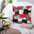 thumbnail image 3 of 14x14 Pillow Covers Set of 2, Red Black Geometric Throw Pillow Covers Decorative Couch Cushion Case, Modern Abstract Art Block Microfiber Square Pillowcases for Bedroom Car Living Room, 3 of 7