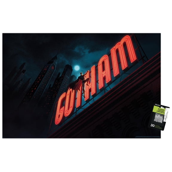 DC Batman: Caped Crusader - Sign Key Art Wall Poster with Pushpins, 22.375" x 34"