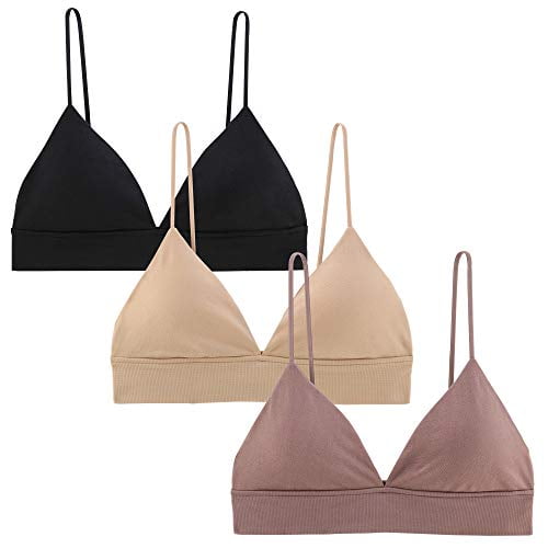 INIBUD Bralette for Women Triangle Cups Removable Padded Wire Free