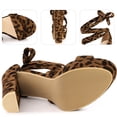 thumbnail image 4 of BLISSFUL STEP Women's Lace Up Platform Block Heel Sandals Leopard 8, 4 of 6