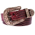 thumbnail image 2 of Snap On Western Faux Crocodile Print Rhinestone Leather Belt, 2 of 4