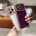 thumbnail image 3 of For iPhone 15 Pro Case,for Women Girls Soft Cute Wave Frame Curly Shape Love Heart Luxury Plating Phone Case,Luxury Slim Plating EdgeCase,Anti-slip Grip,Full camera lens protection,Darkpurple, 3 of 6