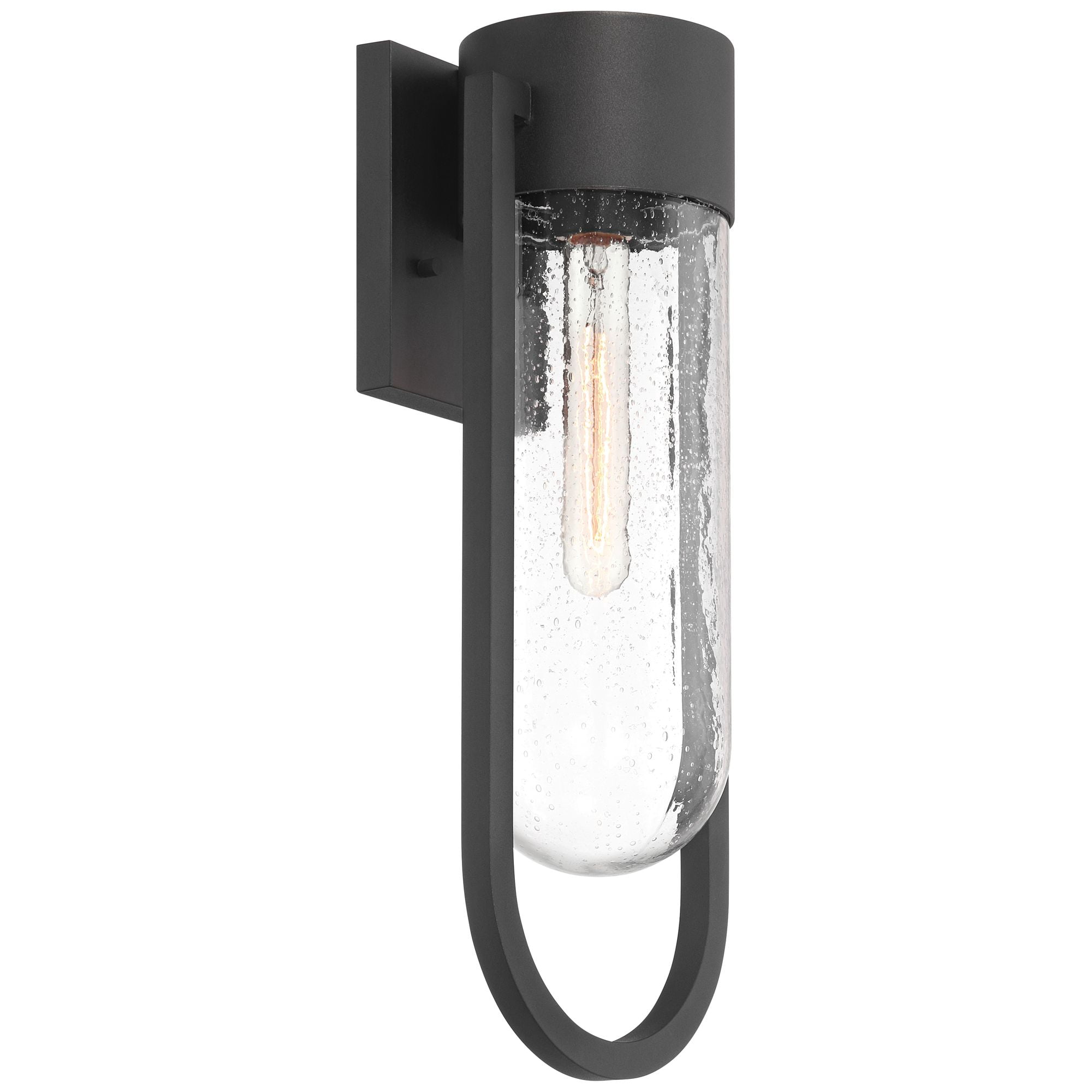 Possini Euro Design Villa Lane 18 1/2" High Modern Outdoor Wall Light Fixture Mount Porch Weatherproof Sand Black Glass Shade