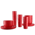 thumbnail image 3 of Mainstays 30-Piece Plastic Etched Strawberry Pattern Dinnerware Bundle Set, Red, 3 of 18