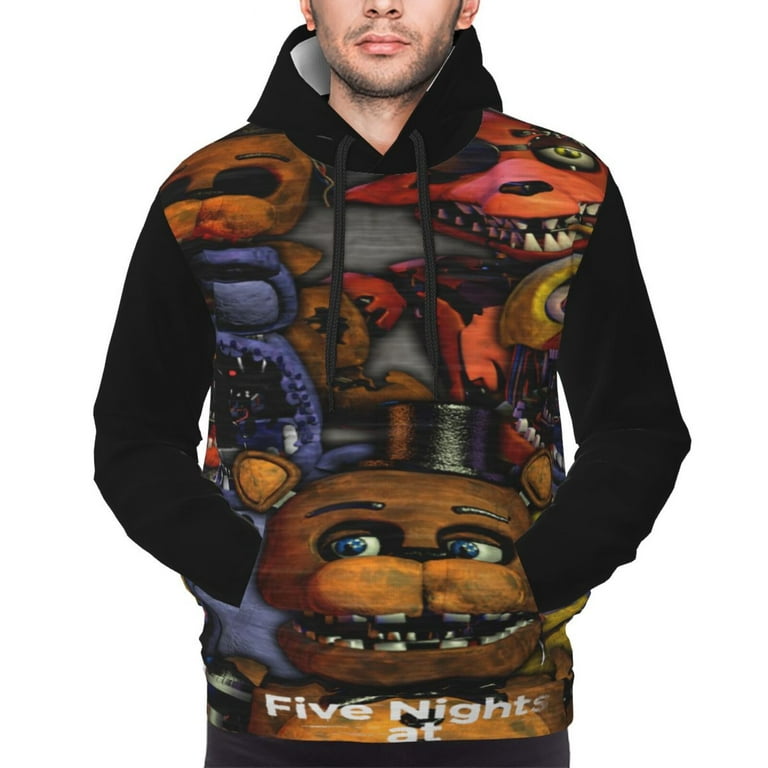Unisex Adult Fnaf Five Night At Freddy Hoodie Long Sleeve Pullover Casual Sweatshirt Hooded Novelty Sweater For Men Women Medium
