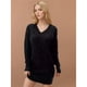 thumbnail image 5 of Vestido Tipo Suéter con Cuello en V para Mujer, Estilo Suéter Tipo Túnica Holgado Informal de Larga con Punto y Larga para Otoño. Negro L, 5 of 8