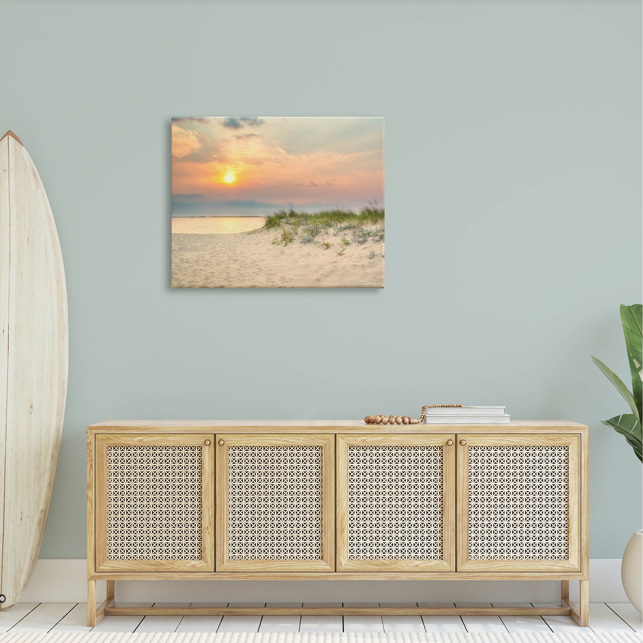 Rising Sun Seaside Beach Morning Coastal Photograph Gallery Wrapped Canvas Print Wall Art