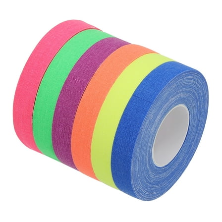 Uxcell 0.6 inch x 60 feet Neon Gaffer Cloth Tape, 6 Roll Fluorescent Adhesive Tape Black Light Glow Tape, Six Colors