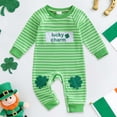 thumbnail image 2 of Xudanell Baby Boy Girl St Patricks Day Outfit Lucky Boy Clover Embroidery Romper Jumpsuit Bodysuit Clothes (Green, 0-3 Months), 2 of 8