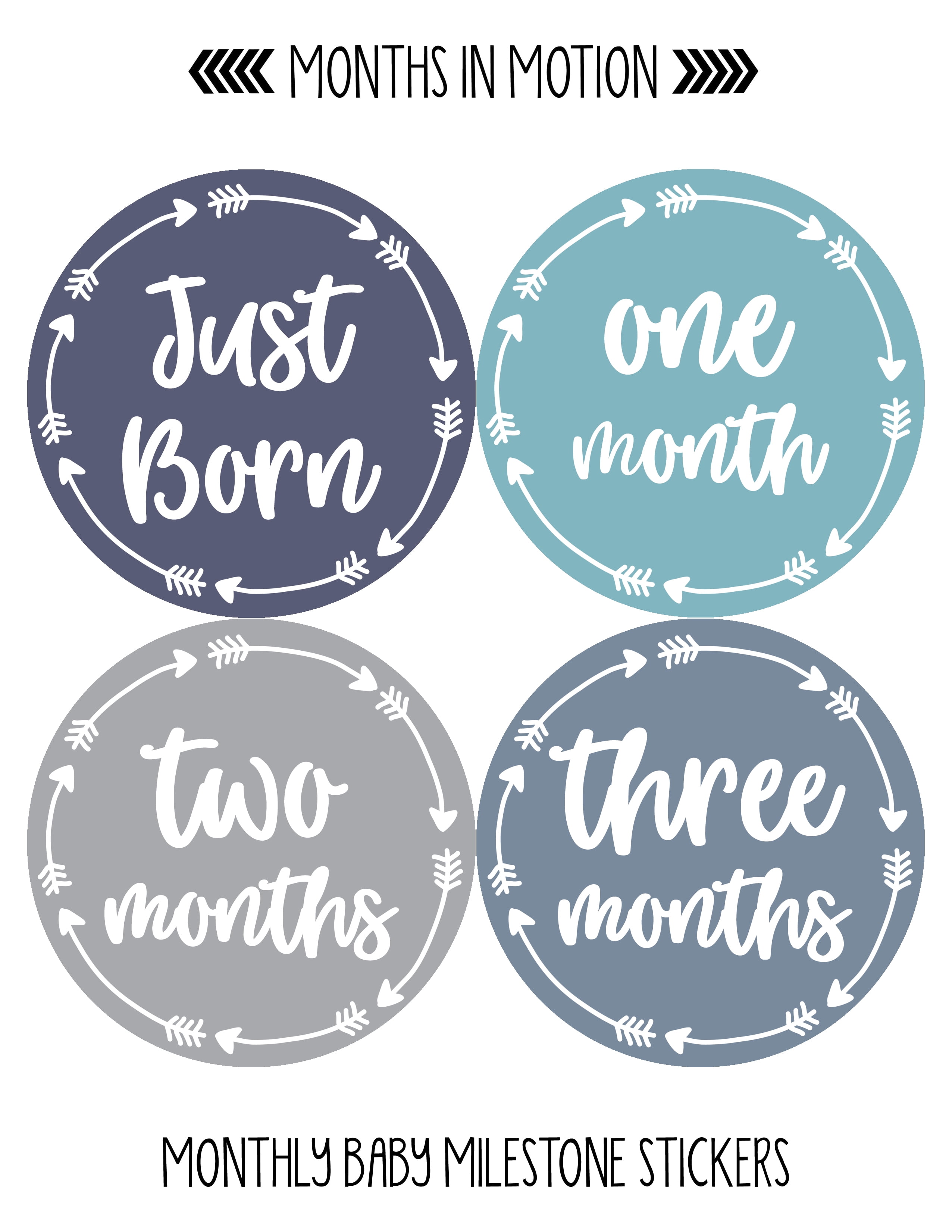 Buy Baby Monthly Milestone Stickers First Year Set of Baby Boy Month