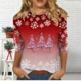 thumbnail image 4 of BVOFAR Women's Plus Size Ugly Christmas Sweatshirts Casual 3/4 Sleeve Crweneck Pullover Vintage Xmas Tree Print Loose Fit Shirts Holiday Festive Tops, 4 of 6