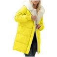 thumbnail image 6 of Dazajoo Women's Winter Coats Long Puffer Jackets with Fur Hood Warm Fleece Sherpa Lined Thicken Padded Down Coat Puffy Outerwear,Yellow,M, 6 of 10