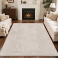 thumbnail image 1 of SHACOS Soft Cozy Fluffy Arch Pattern High-Low Pile Textured Area Rug 5'3"x7'3" Non Slip Washable Modern Geometric Rug Stain Resistant Contemporary Ca, 1 of 9