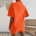 thumbnail image 5 of WAYUTE Short Sets Women 2 Piece Outfits V Neck Solid Color Shorts and Shirt Top Shirt Slim Suits Travel Vacation Fashion Casual Summer Outfit, 5 of 7