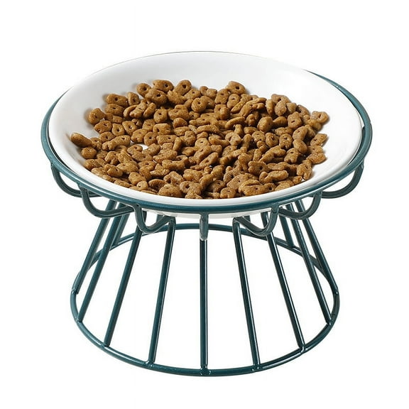 Cat Bowls, Elevated Cat Bowl, Raised Ceramic Cat Dish with Metal Stand, Pet Water or Food Feeding Station for Indoor Cats, Kitten, Puppies and Small Dogs, Dishwasher Safe