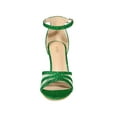 thumbnail image 5 of BLISSFUL STEP Women's Shoes Glitter Ankle Strap Buckle Open Toe Stiletto Heels Sandals Grass Green 10, 5 of 7