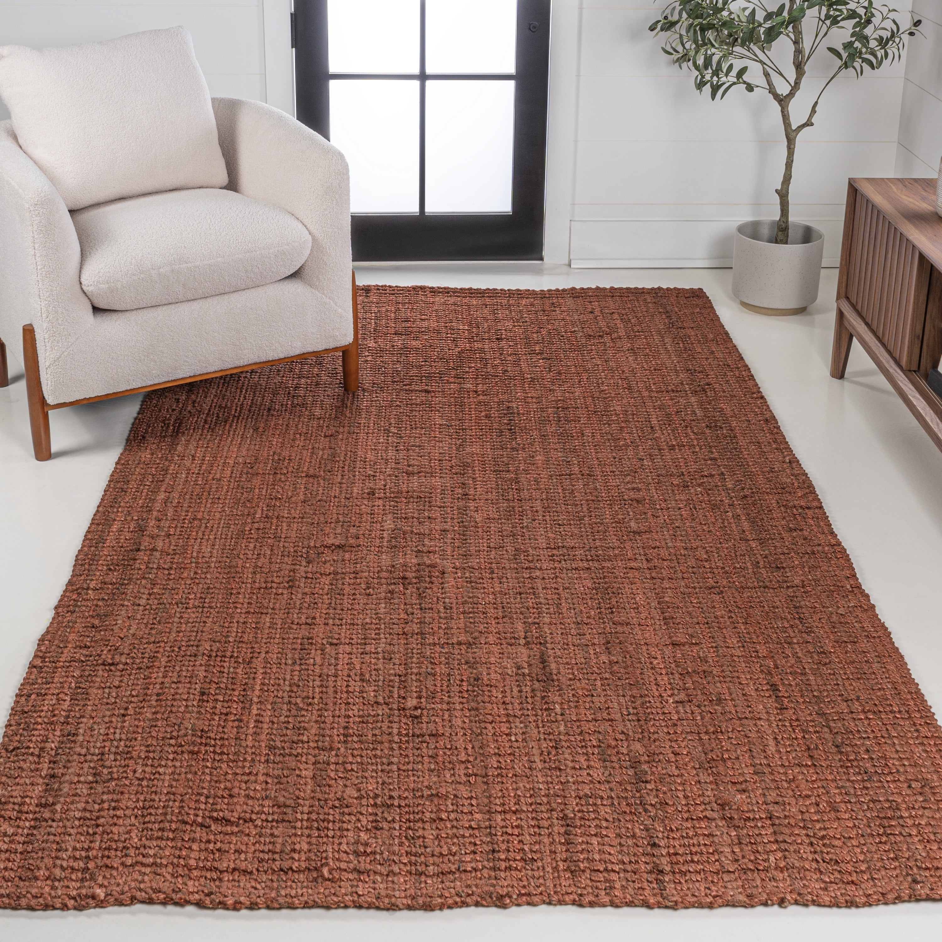 JONATHAN Y NATURAL FIBER 3 x 5 Area Rug, Pata Hand Woven Chunky Jute - Terracotta, NRF102F-3