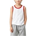 thumbnail image 6 of 2 Pack Bronze Boys Cotton Tank Tops Crew Neck Contrast Trim Sleeveless Athletic Casual Vest for Kids 2-12Y,Size 2-3 T, 6 of 8