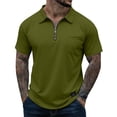 thumbnail image 2 of Dresfit Polo Quarter Zip Shirts for Men Short Sleeve Big and Tall Collared Tees 2026 Summer Breathable Business Shirt Chest Pocket Lightweight Work T-Shirt Army Green M, 2 of 6