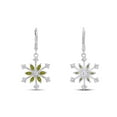 thumbnail image 3 of Marquise Cut Simulated Peridot & Round White Cubic Zirconia Snowflake Leverback Drop Dangle Earrings In 14k White Gold Over Sterling Silver For Womens Her, 3 of 5