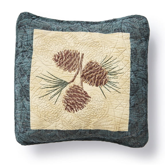 Donna Sharp Cabin Raising Pine Cone Decorative Embroidered Square Throw Pillow