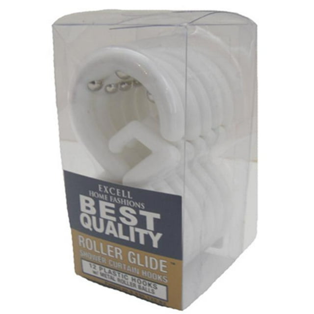 Ex-Cell Home Fashions 1ME-060O0-0328-100 Crochets de Rideau de Douche à Patins à Roulettes&44; Blanc&44; Pack de 12