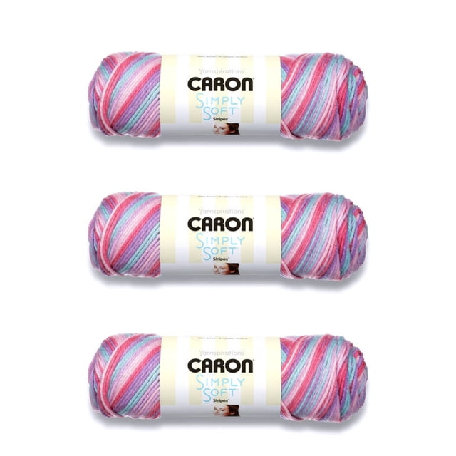Caron Simply Soft Times Square Stripes Yarn - Paquete De 3 De 141 G/5 Oz - Acrílico - 4 Medianos (Peinado) - 235 Yardas - Tejer/Ganchillo