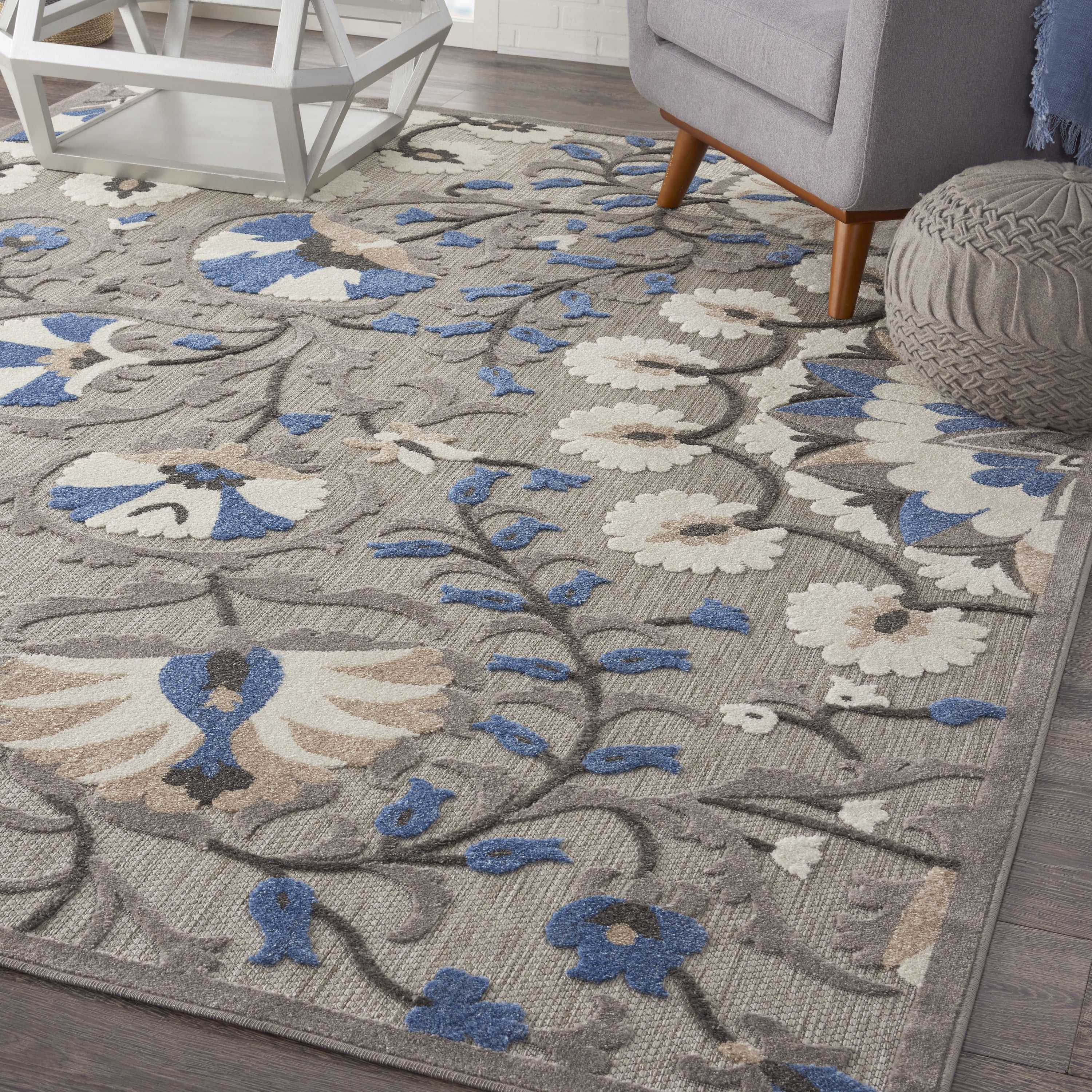Nourison Aloha Indoor/Outdoor Grey/Multi 7'10" x 10'6" Area Rug, (8x11)