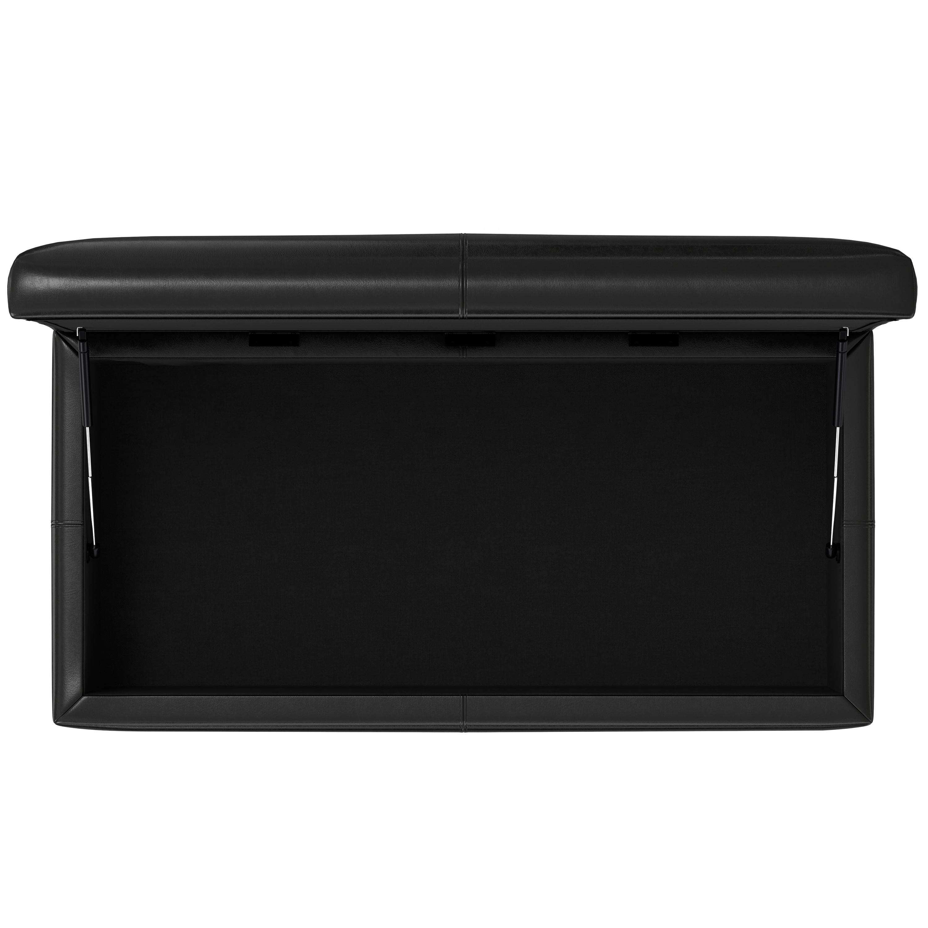 Gabbie 48 inch Wide Rectangular Storage Ottoman in Midnight Black PU Vegan Leather
