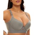 thumbnail image 2 of Camiseta Bra OYXJJP para mujer, sin costuras, con aros, 40DD, gris, 2 of 6