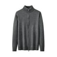 thumbnail image 3 of Zip Up Cardigan Sweaters for Men Long Sleeve Mock Neck Sweatshirts Jackets Mens Casual Solid Stretchy Slim Thermal Warm Chunky Knitted Outerwear Coats, 3 of 5